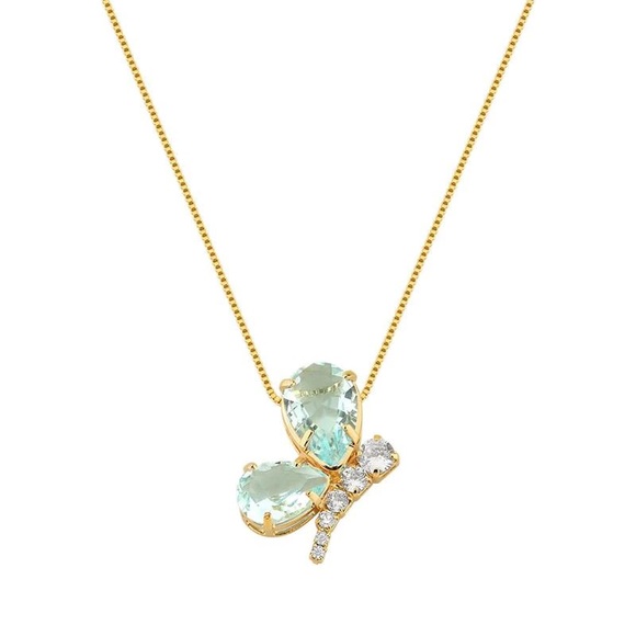 Acqua Blue Butterfly Necklace - Picture 2 of 2